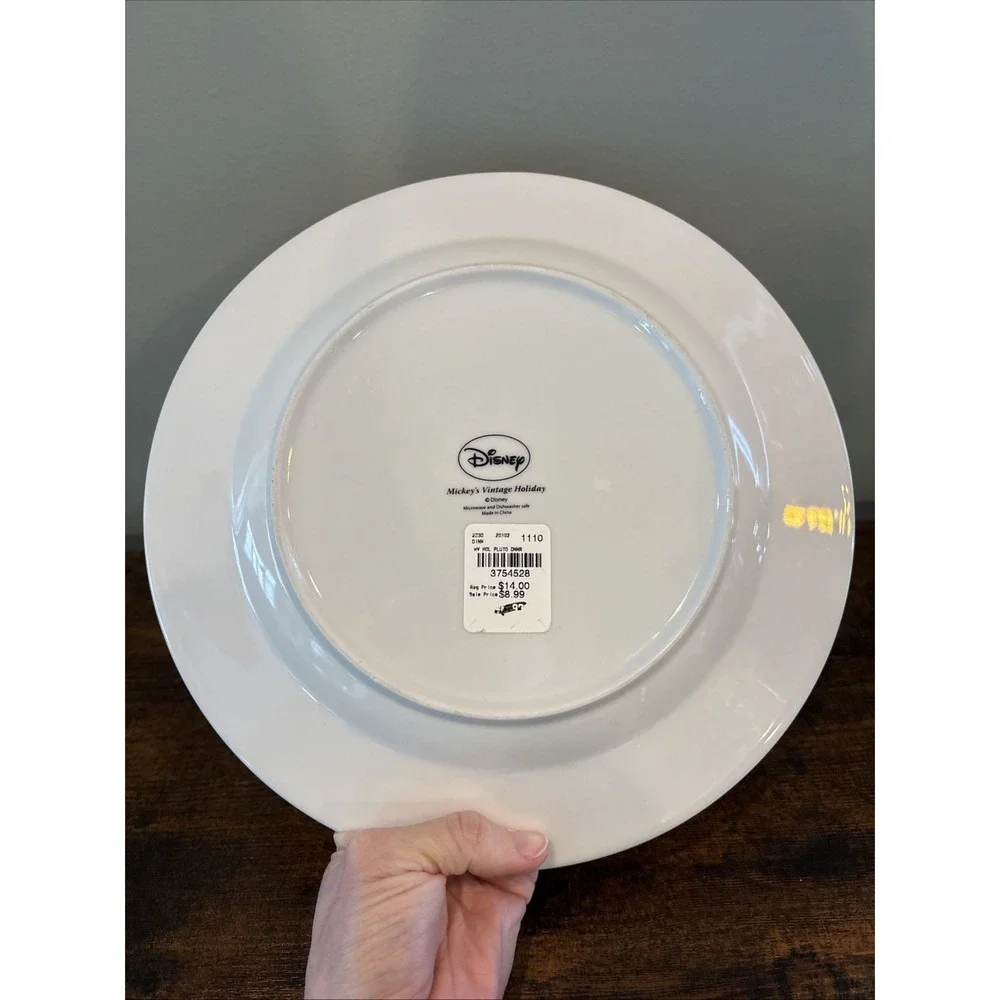 Disney MICKEY'S VINTAGE HOLIDAY Pluto HO‎ HO HO Dinner Plate Christmas